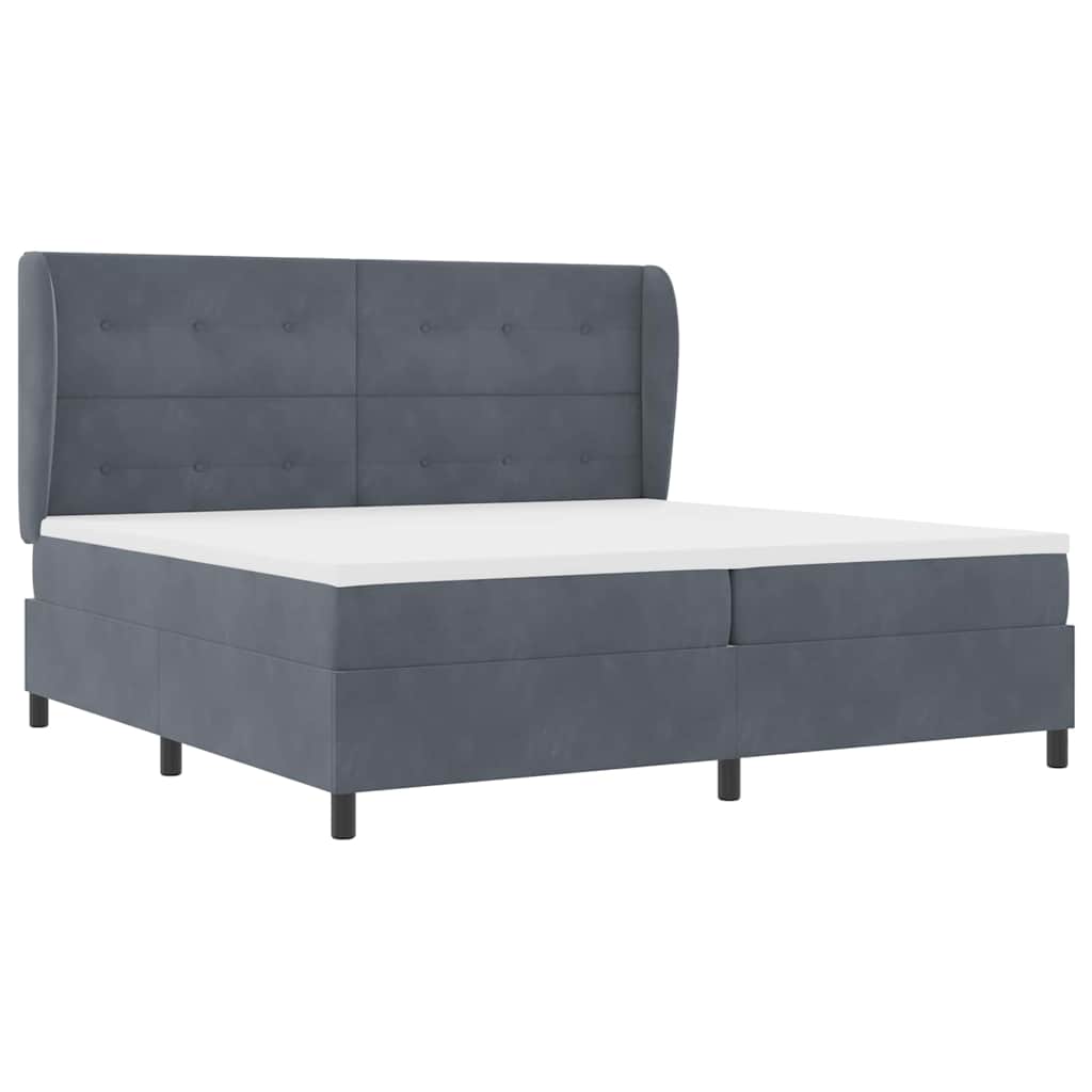Postel S Boxspringem S Čelo Tmavě Šedá 200 X 200 Cm Samet