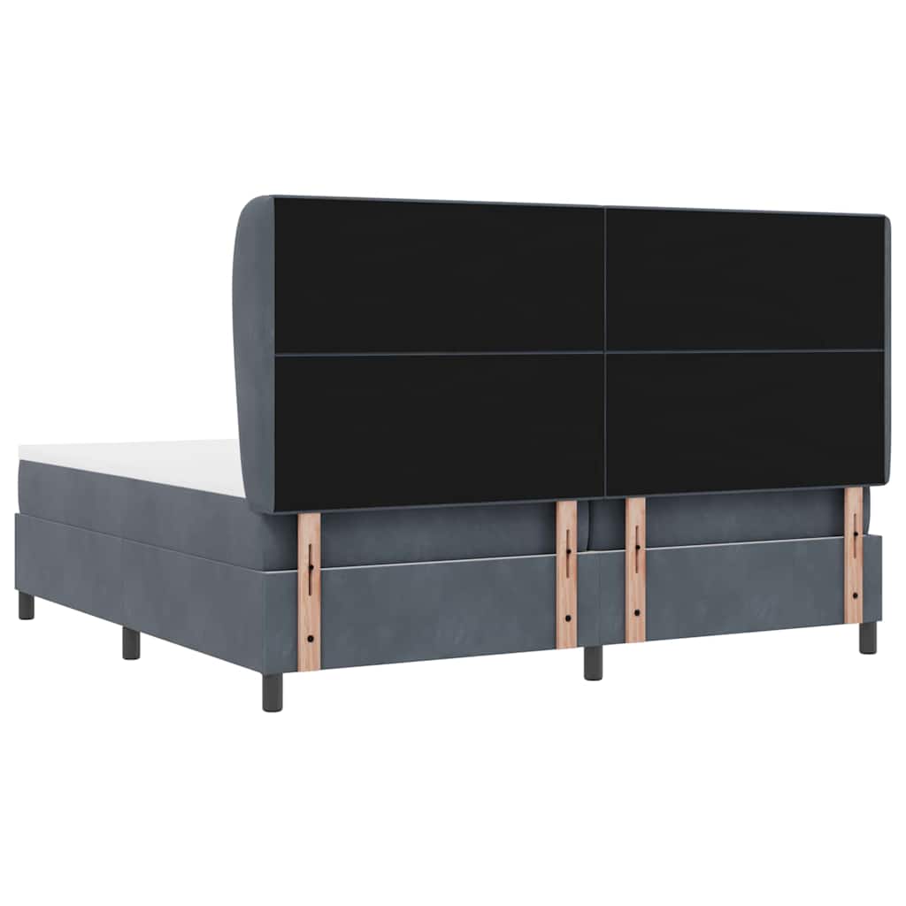 Postel S Boxspringem S Čelo Tmavě Šedá 200 X 200 Cm Samet