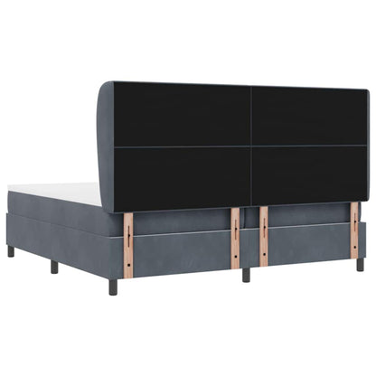 Postel S Boxspringem S Čelo Tmavě Šedá 200 X 200 Cm Samet