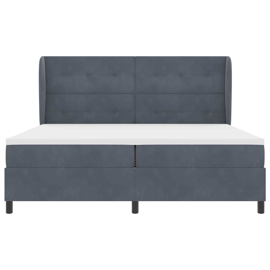Postel S Boxspringem S Čelo Tmavě Šedá 200 X 200 Cm Samet