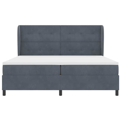 Postel S Boxspringem S Čelo Tmavě Šedá 200 X 200 Cm Samet
