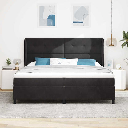 Postel S Boxspringem S Čelo Černý 200 X 200 Cm Samet