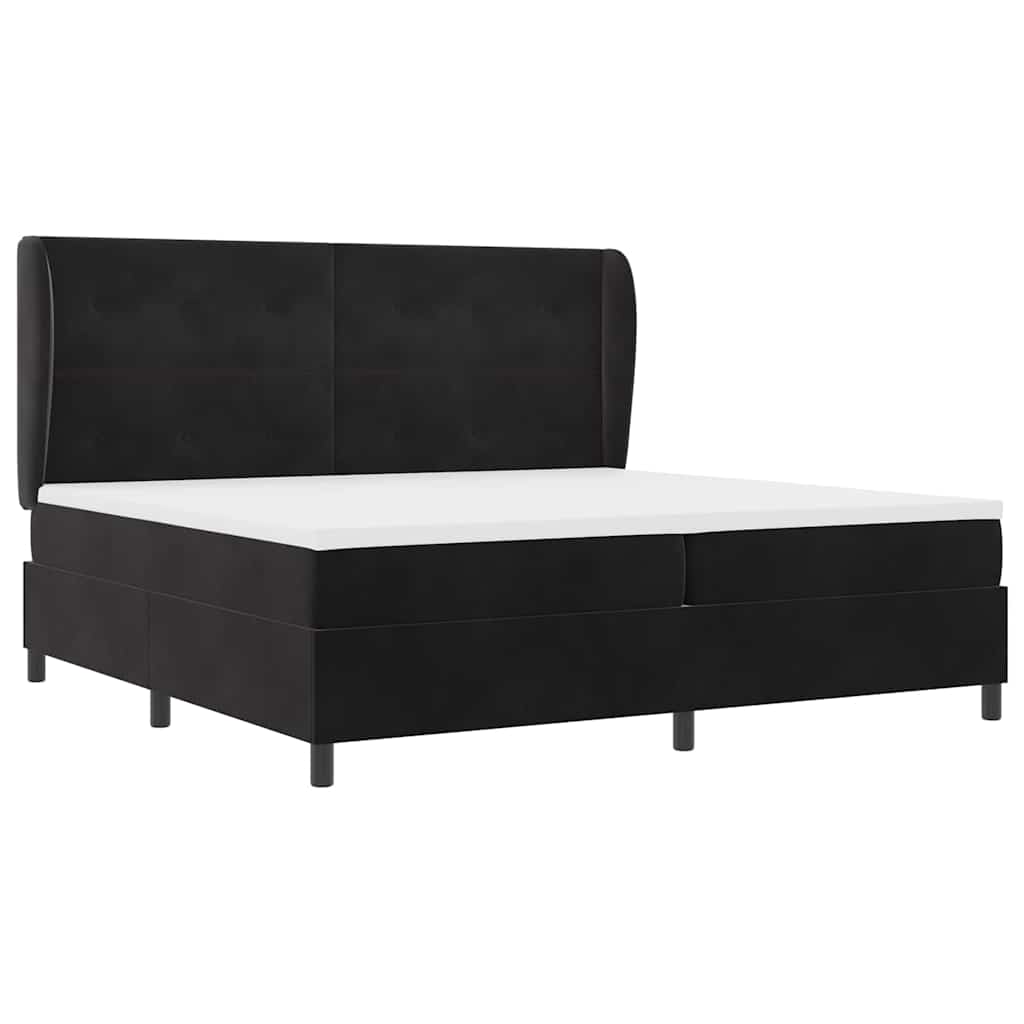Postel S Boxspringem S Čelo Černý 200 X 200 Cm Samet