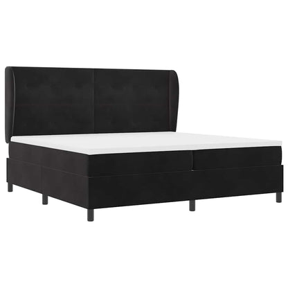Postel S Boxspringem S Čelo Černý 200 X 200 Cm Samet