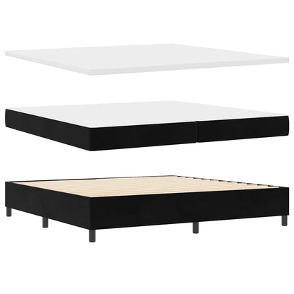Postel S Boxspringem S Čelo Černý 200 X 200 Cm Samet