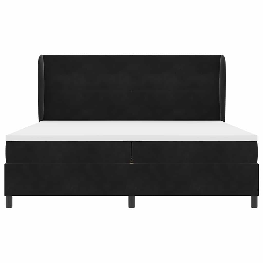 Postel S Boxspringem S Čelo Černý 200 X 200 Cm Samet