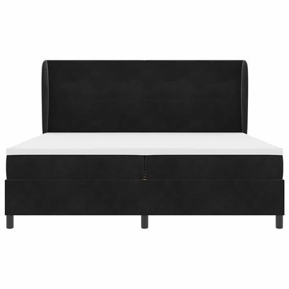 Postel S Boxspringem S Čelo Černý 200 X 200 Cm Samet