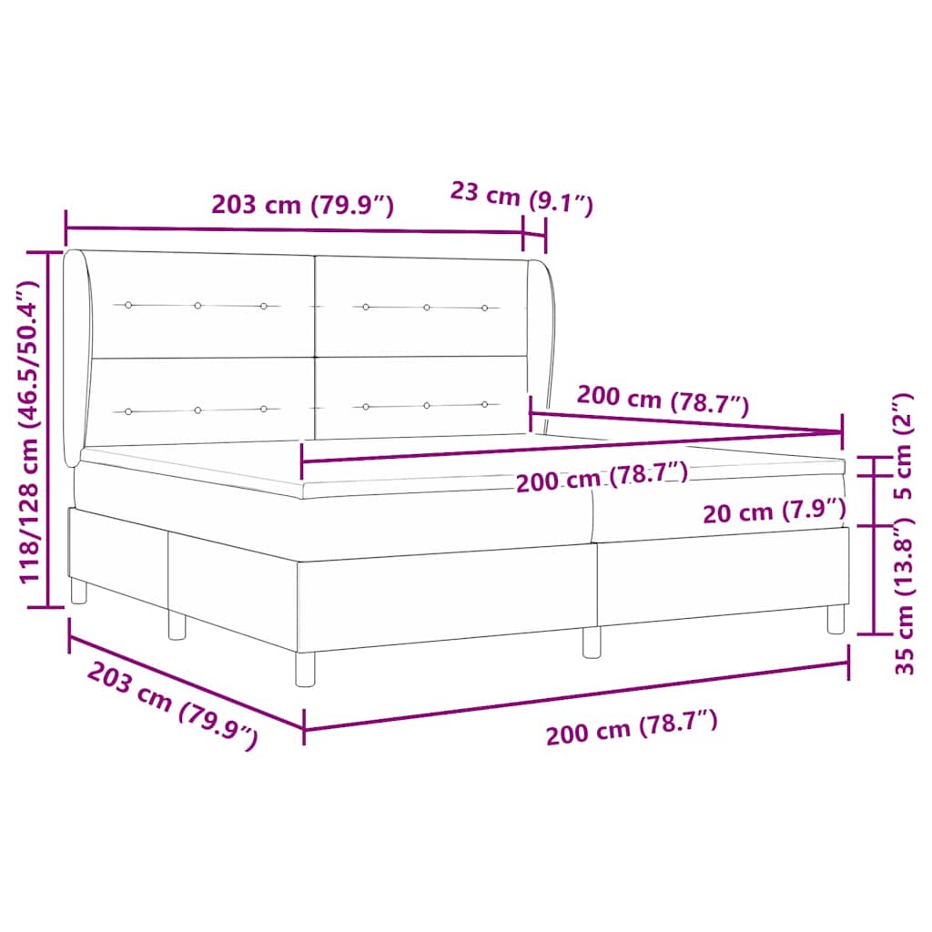 Postel S Boxspringem S Čelo Tmavě Modrá 200 X 200 Cm Samet