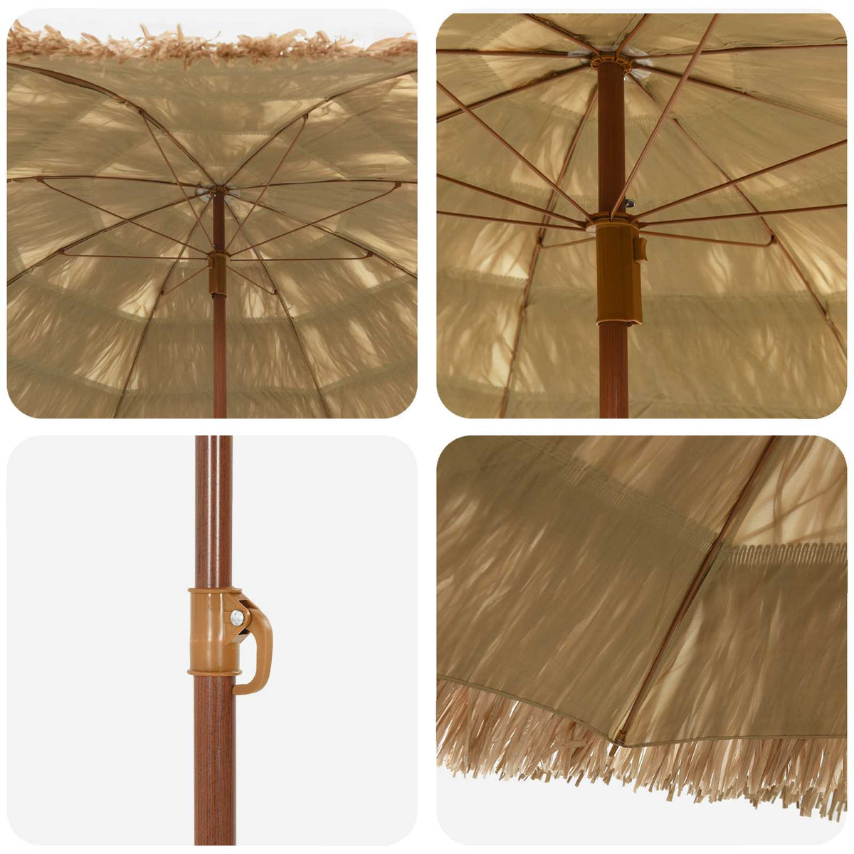 Plážový Slunečník 160 X 160 X 196 Cm Polyester A Ocel Přírodní
