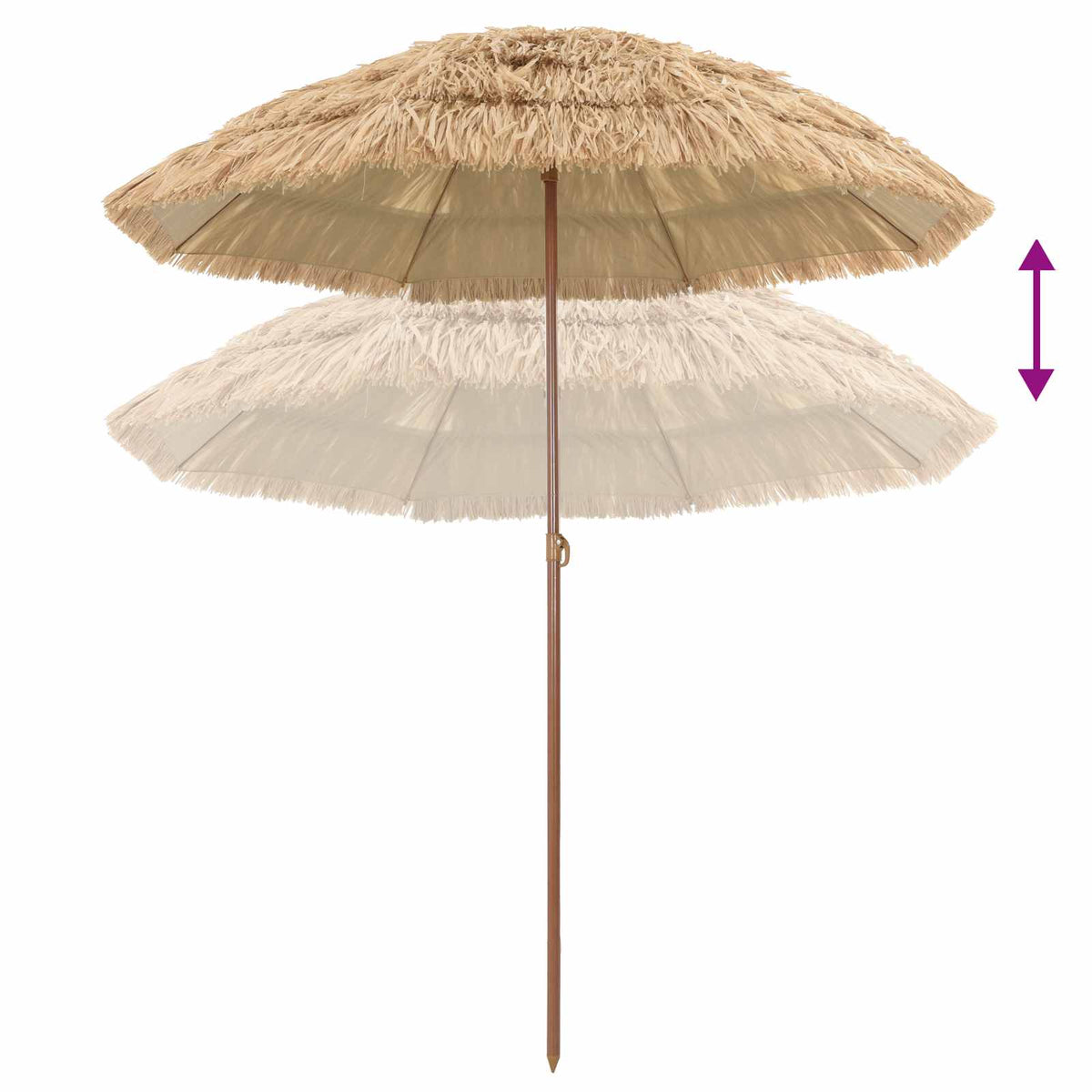 Plážový Slunečník 160 X 160 X 196 Cm Polyester A Ocel Přírodní