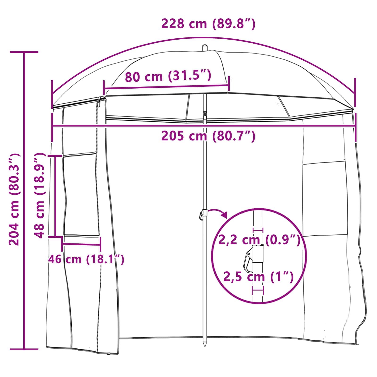 Rybářský Deštník Žlutá Armádní 240 X 210 Cm Oxford Polyester