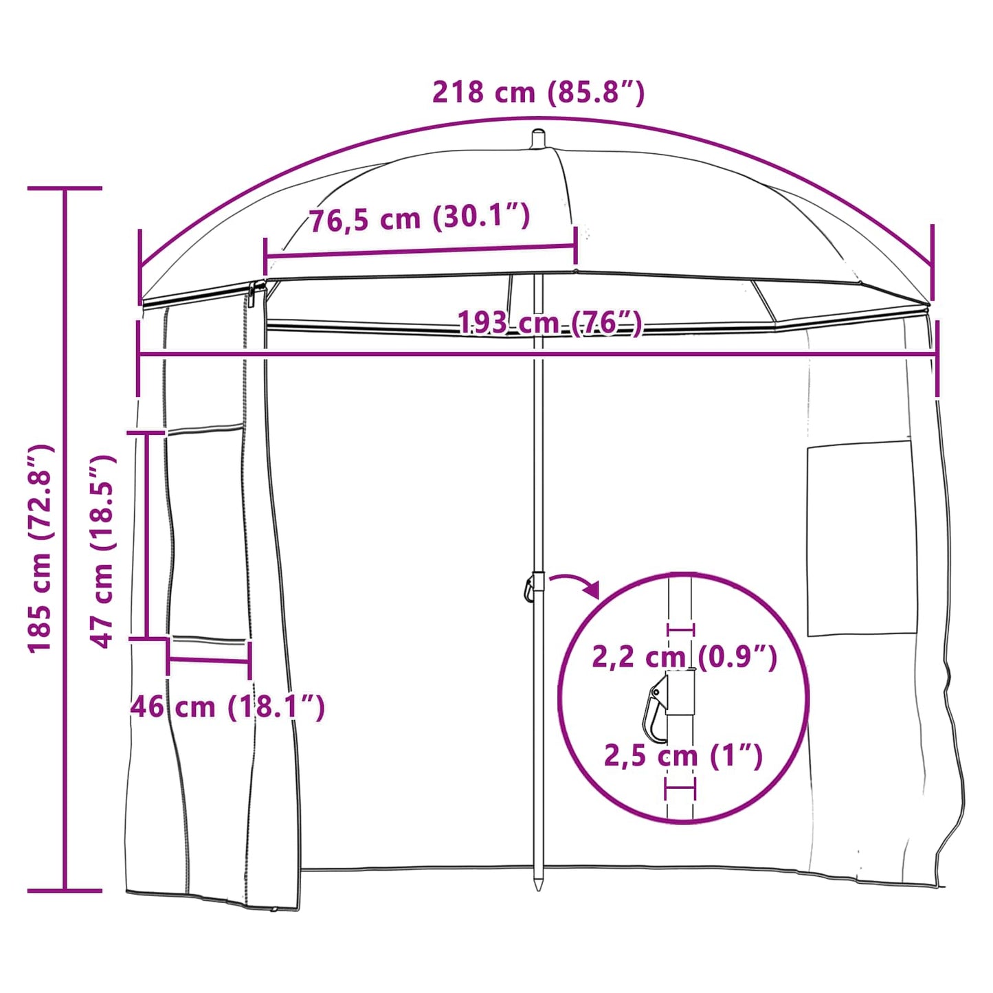 Rybářský Deštník Žlutá Armádní 220 X 185 Cm Oxford Polyester