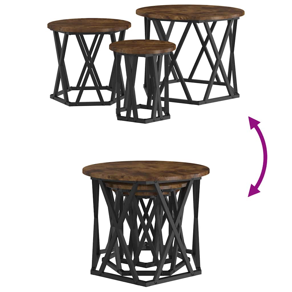 Sestavovací Boční Stůl 3 Pcs Kouřový Dub