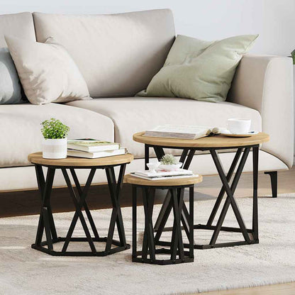 Sestavovací Boční Stůl 3 Pcs Artisanový Dub 53 X 53 X 40 Cm