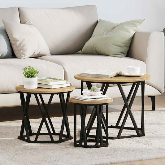 Sestavovací Boční Stůl 3 Pcs Artisanový Dub 53 X 53 X 40 Cm