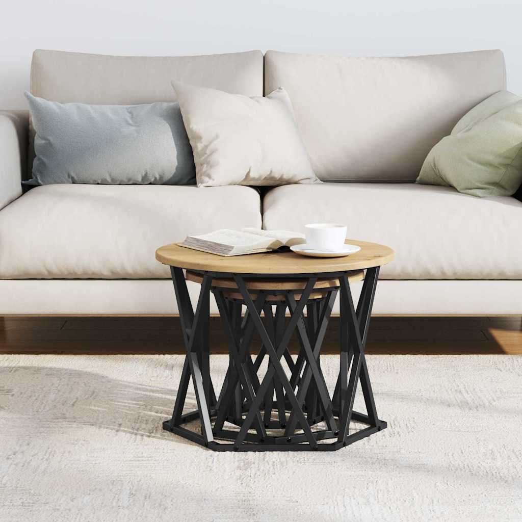 Sestavovací Boční Stůl 3 Pcs Artisanový Dub 53 X 53 X 40 Cm