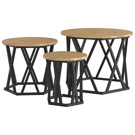 Sestavovací Boční Stůl 3 Pcs Artisanový Dub 53 X 53 X 40 Cm
