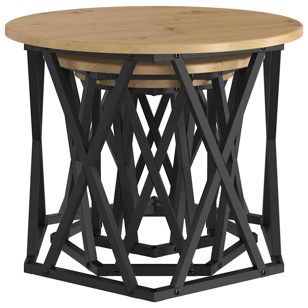 Sestavovací Boční Stůl 3 Pcs Artisanový Dub 53 X 53 X 40 Cm