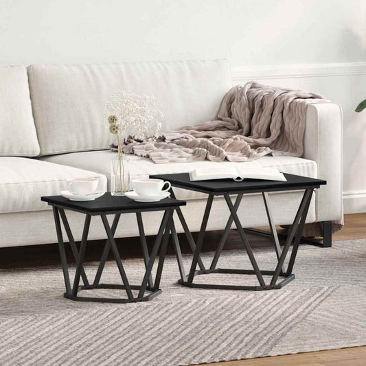 Sada Odkládacích Stolků 2 Pcs Černý Dub 50 X 50 X 40 Cm