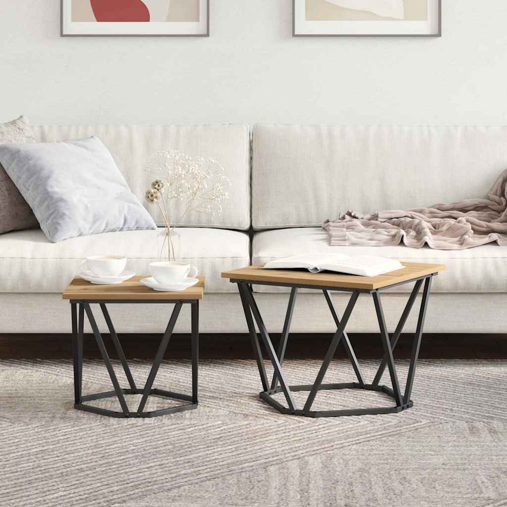 Sada Odkládacích Stolků 2 Pcs Artisanový Dub 50 X 50 X 40 Cm
