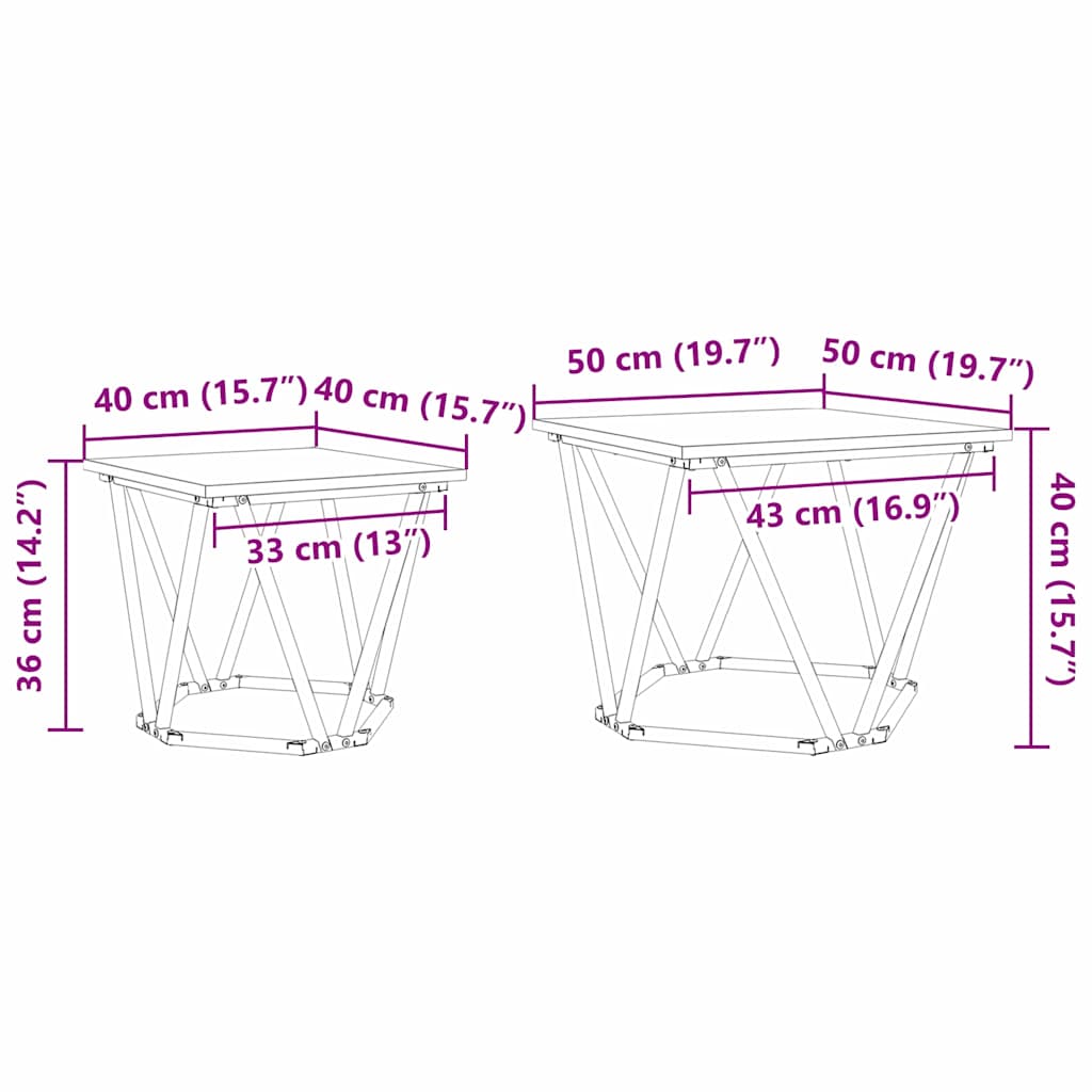 Sada Odkládacích Stolků 2 Pcs Artisanový Dub 50 X 50 X 40 Cm