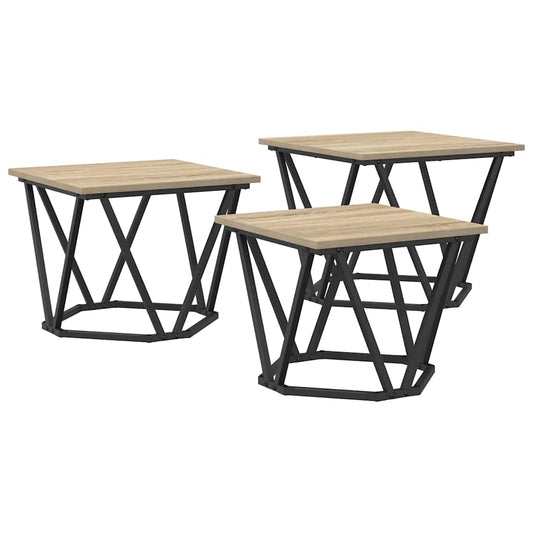 Konferenční Stolek 3 Pcs Sonoma Dub Inženýrské Dřevo A Ocel