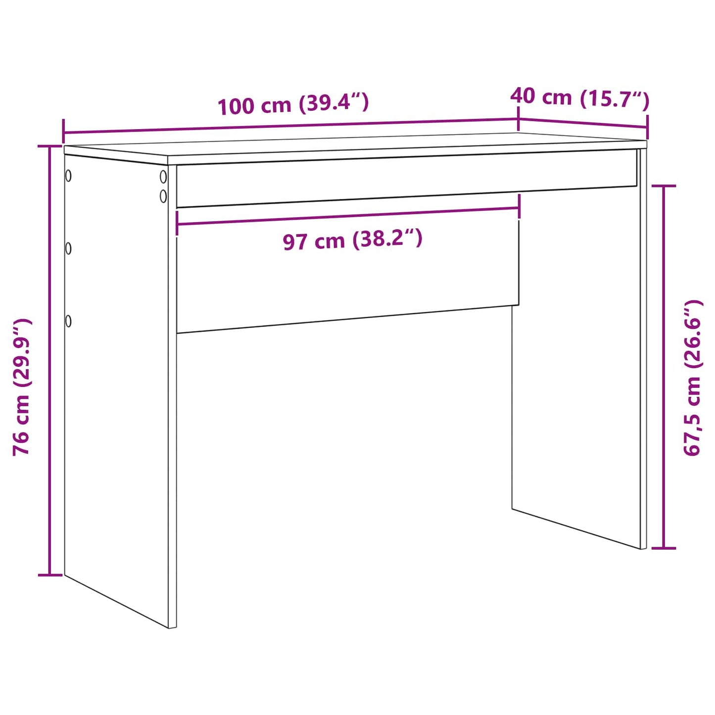 Stůl Bílá 100 X 40 X 76 Cm