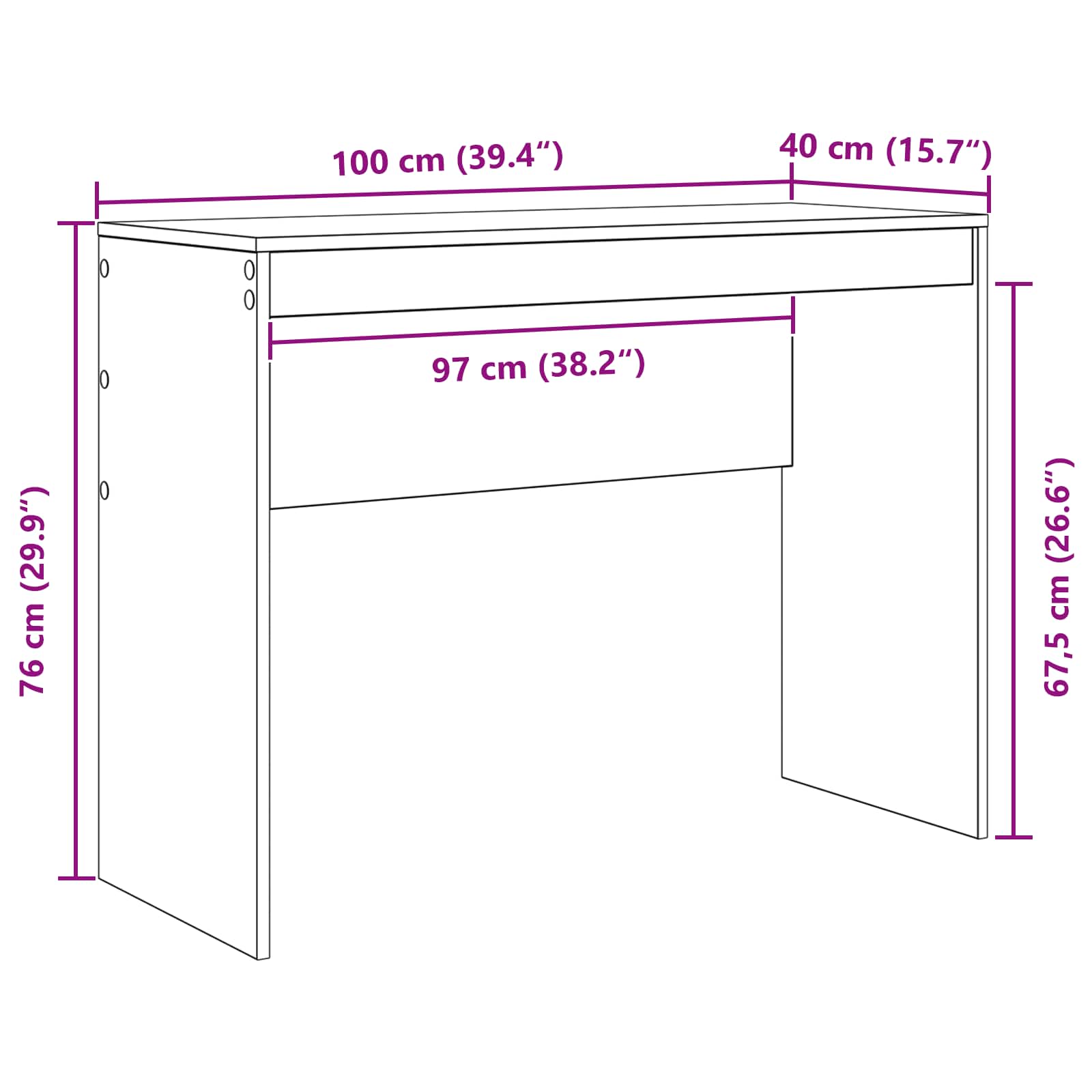 Stůl Bílá 100 X 40 X 76 Cm