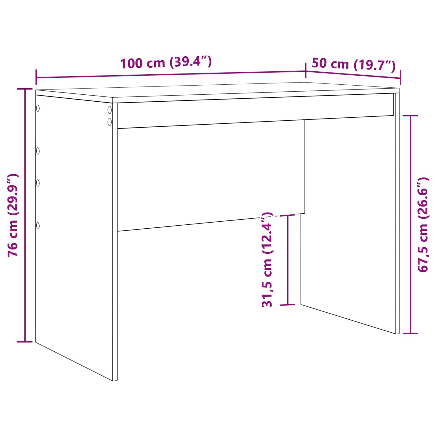 Stůl Bílá 100 X 50 X 76 Cm