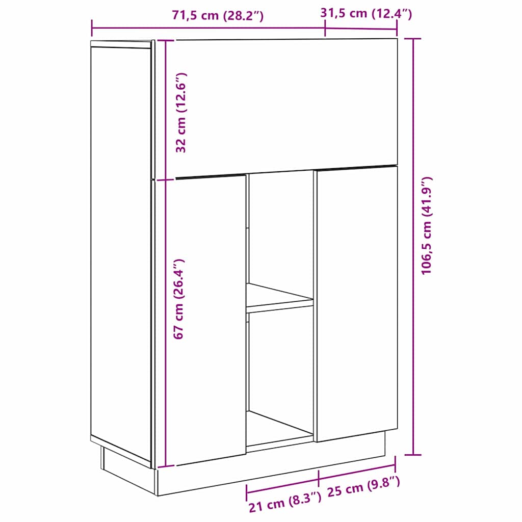 Stůl Sonoma Dub Kompozitní Dřevo 71,5 X 31,5 X 106,5 Cm