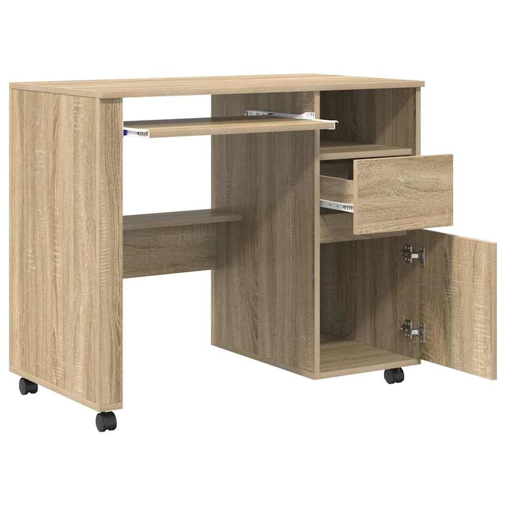 Stůl Na Kolečkách Sonoma Dub Kompozitní Dřevo 91 X 50 X 77 Cm