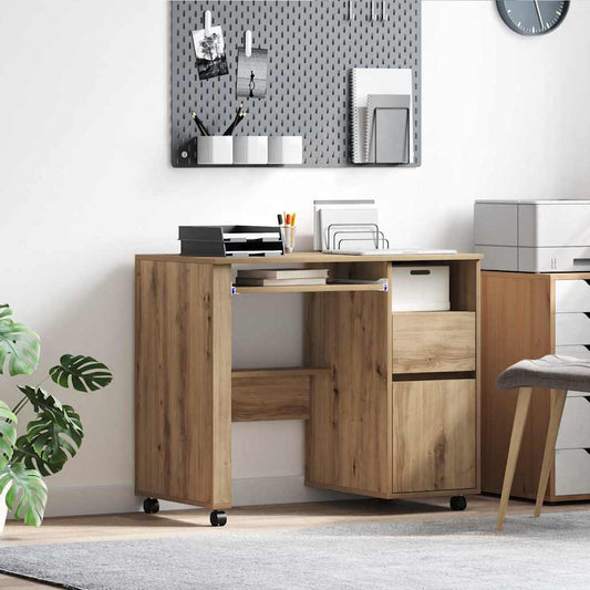Stůl Na Kolečkách Artisanový Dub Kompozitní Dřevo