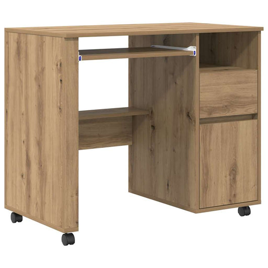 Stůl Na Kolečkách Artisanový Dub Kompozitní Dřevo