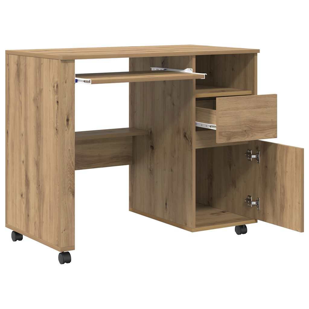 Stůl Na Kolečkách Artisanový Dub Kompozitní Dřevo