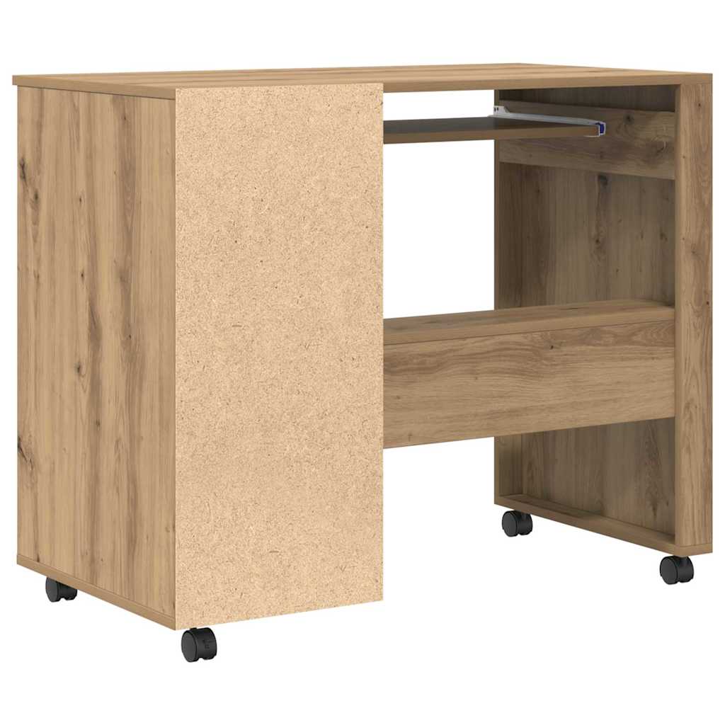 Stůl Na Kolečkách Artisanový Dub Kompozitní Dřevo