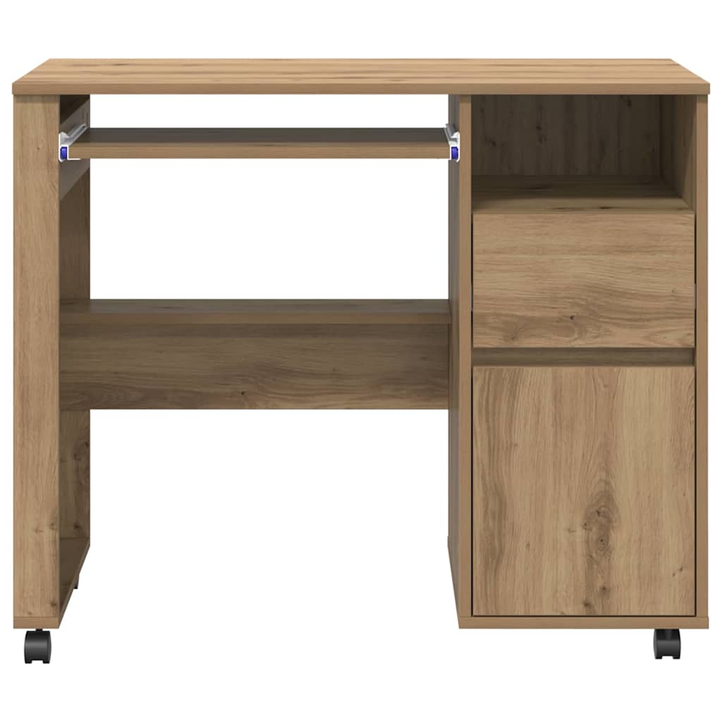 Stůl Na Kolečkách Artisanový Dub Kompozitní Dřevo