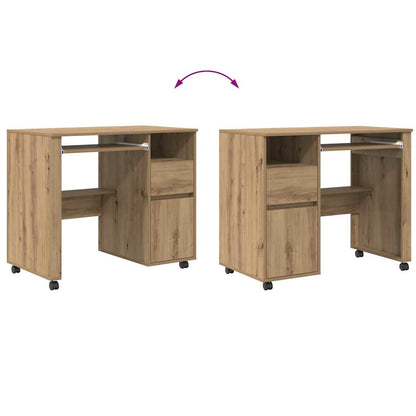Stůl Na Kolečkách Artisanový Dub Kompozitní Dřevo