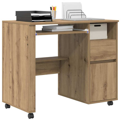 Stůl Na Kolečkách Artisanový Dub Kompozitní Dřevo