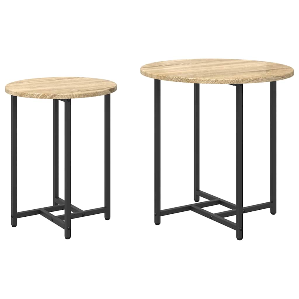 Sada Odkládacích Stolků 2 Pcs Sonoma Dub A Černá