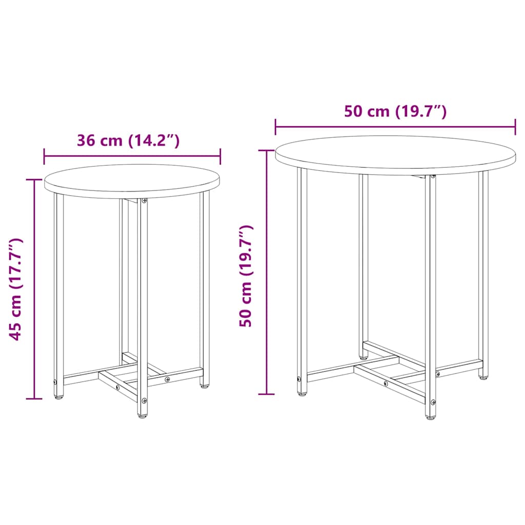 Sada Odkládacích Stolků 2 Pcs Sonoma Dub A Černá