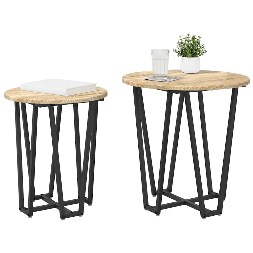Sada Odkládacích Stolků 2 Pcs Sonoma Dub A Černá