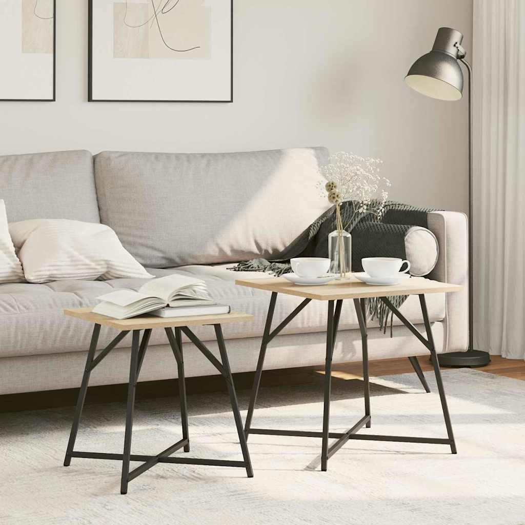 Sada Odkládacích Stolků 2 Pcs Sonoma Dub A Černá