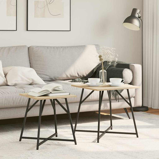 Sada Odkládacích Stolků 2 Pcs Sonoma Dub A Černá