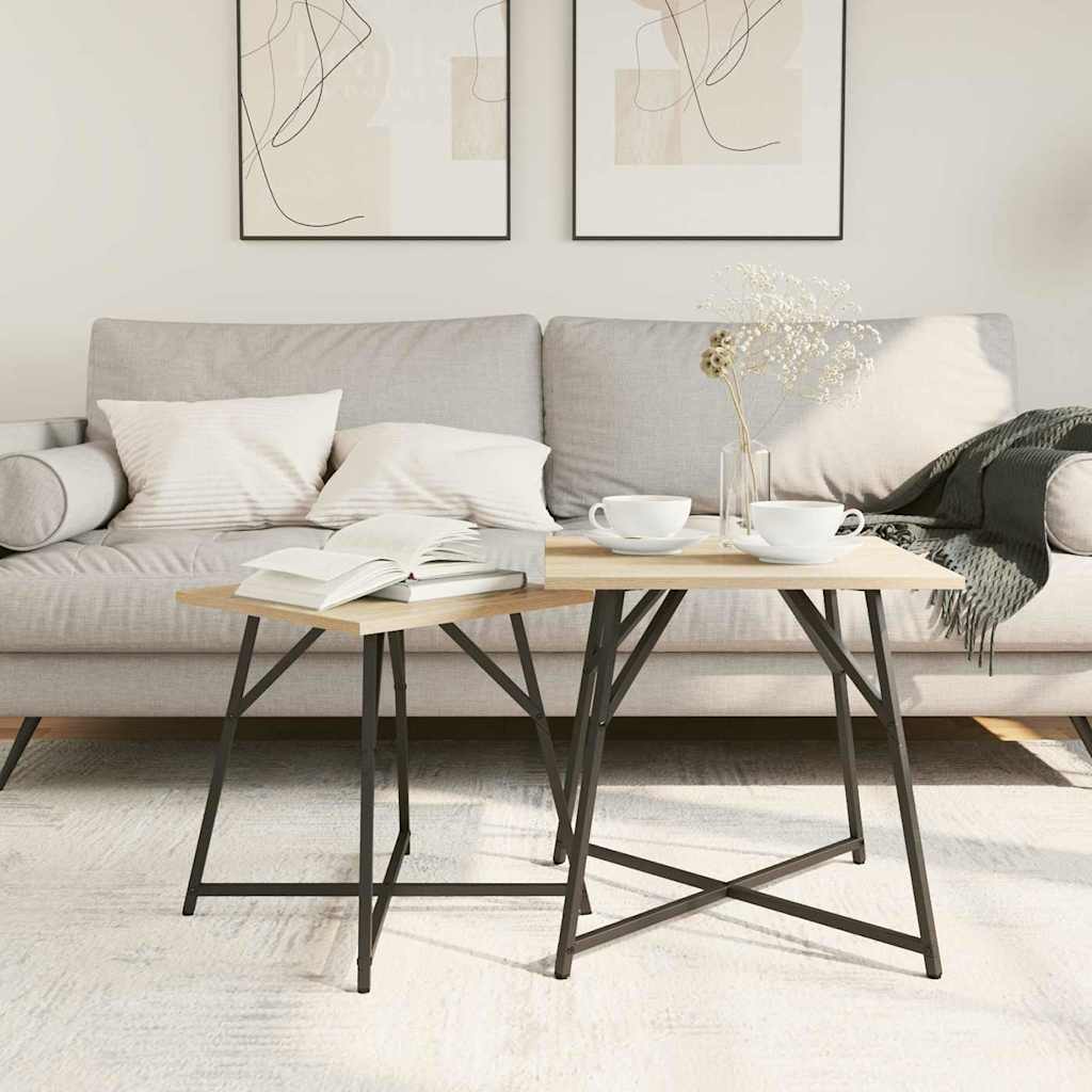 Sada Odkládacích Stolků 2 Pcs Sonoma Dub A Černá