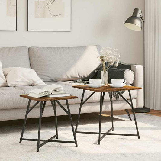 Sada Odkládacích Stolků 2 Pcs Uzený Dub A Černá