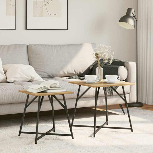Sada Odkládacích Stolků 2 Ks Artisan Dub A Černá
