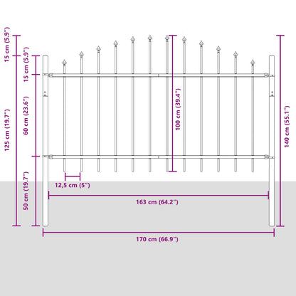 Zahradní Plot Woerden 170 X 140 Cm Práškově Lakovaná Ocel Šedá