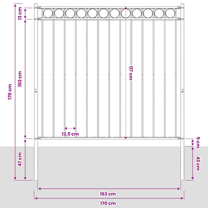 Prvek Plotu Assen 170 X 170 Cm Ocel Šedá