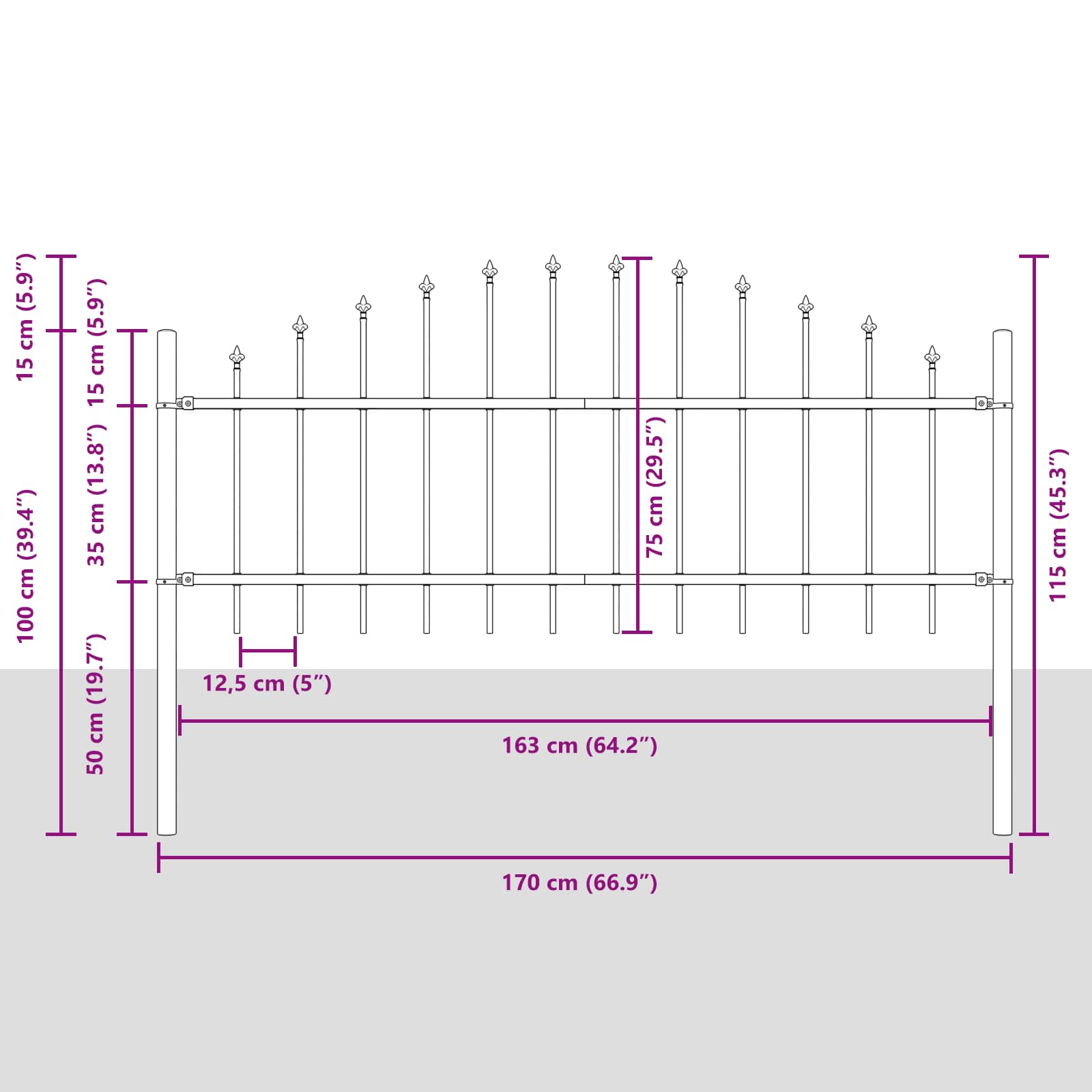 Zahradní Plot Woerden 170 X 115 Cm Práškově Lakovaná Ocel Bílá
