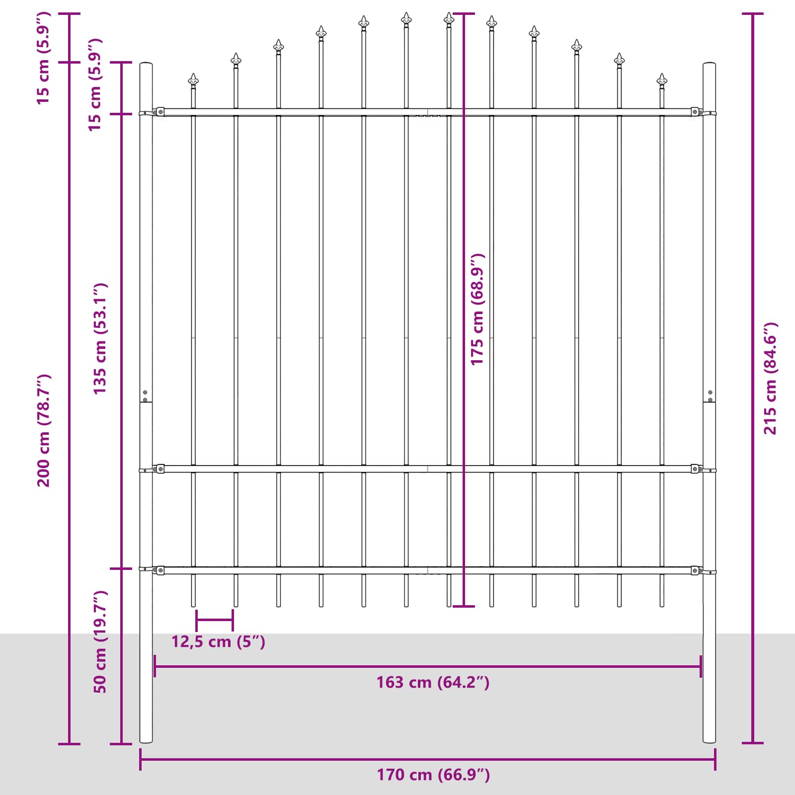 Zahradní Plot Woerden 170 X 215 Cm Práškově Lakovaná Ocel Bílá